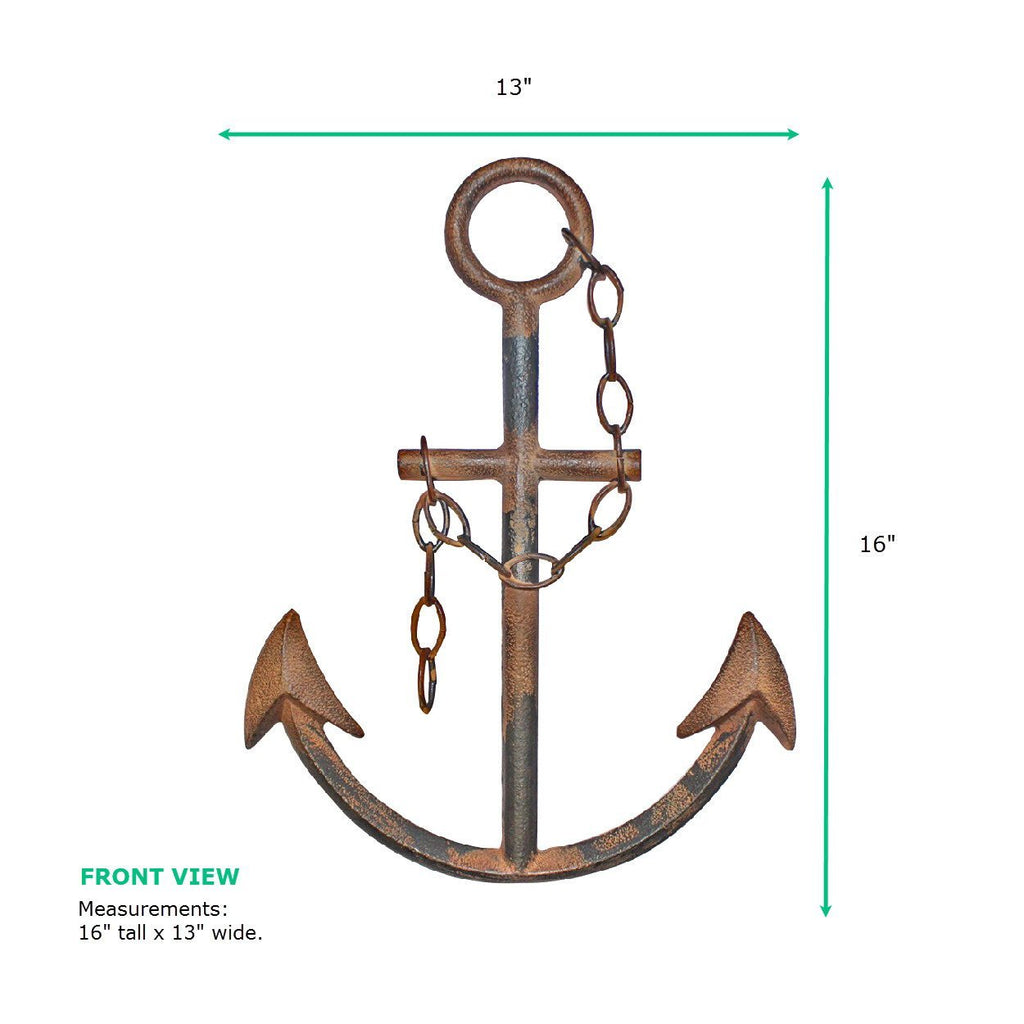 Rustic Marineblau Anchor Wanddekoration - 16' Gusseisen Nautical Wandkunst, Coastal Beach House Dekor, Hand-Finished