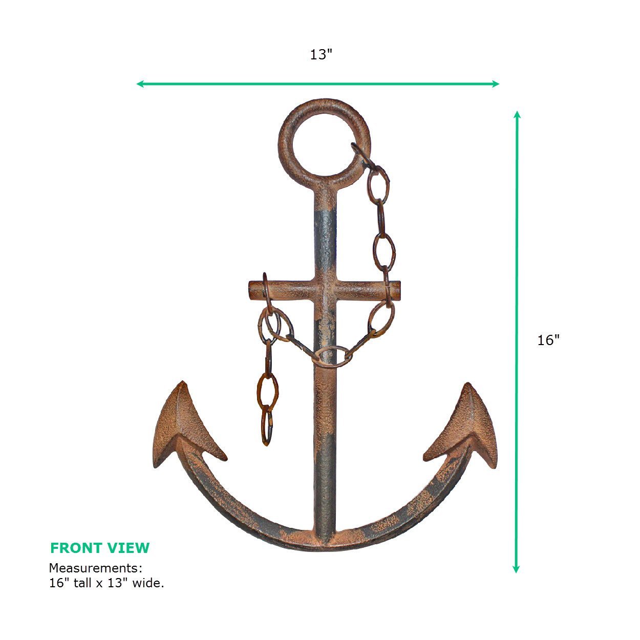 Rustic Marineblau Anchor Wanddekoration - 16' Gusseisen Nautical Wandkunst, Coastal Beach House Dekor, Hand-Finished