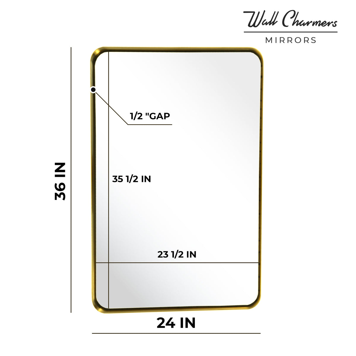 Gold Hanging Bathroom Mirror – 24' x 36' Wand Vanity Mirror