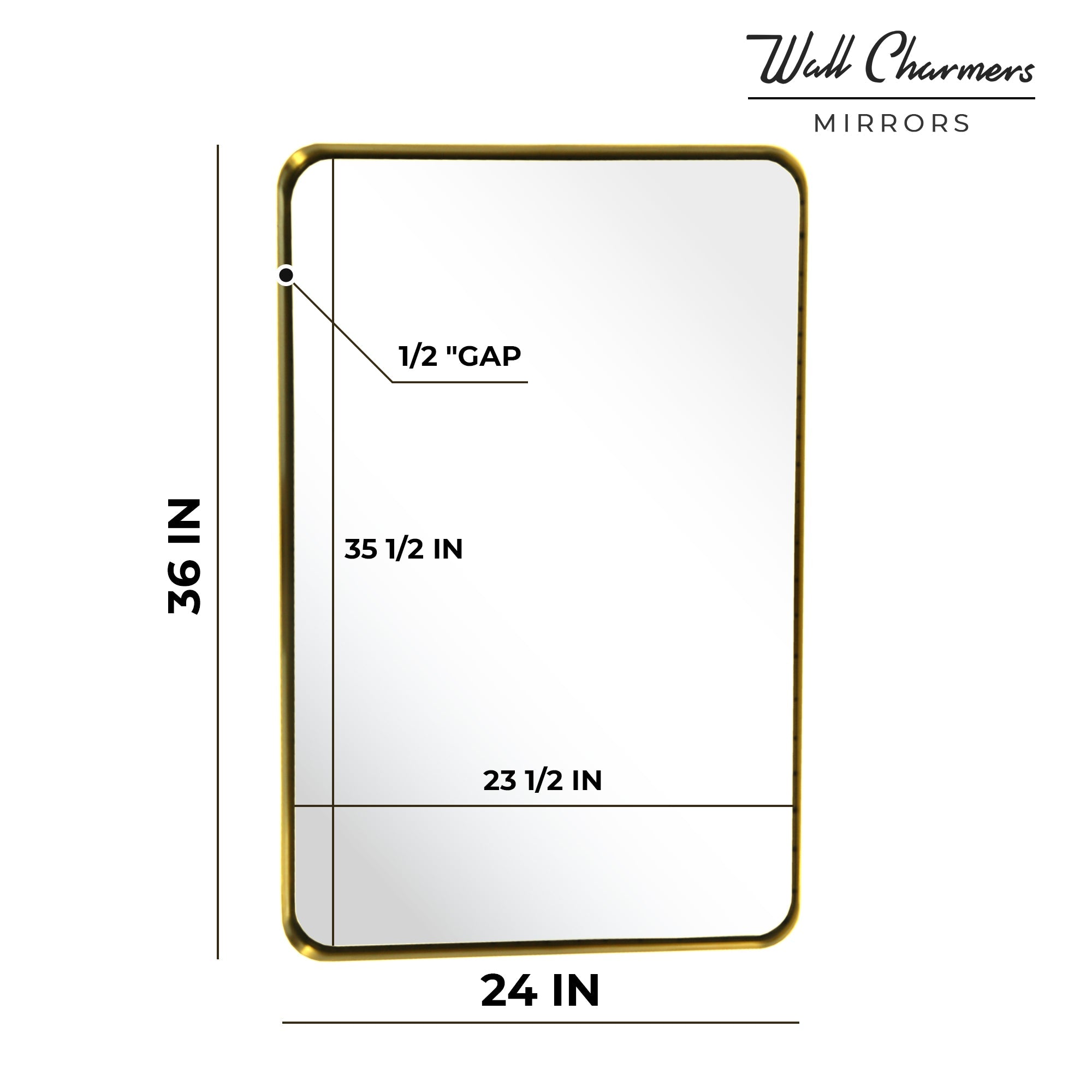 Gold Hanging Bathroom Mirror – 24' x 36' Wand Vanity Mirror