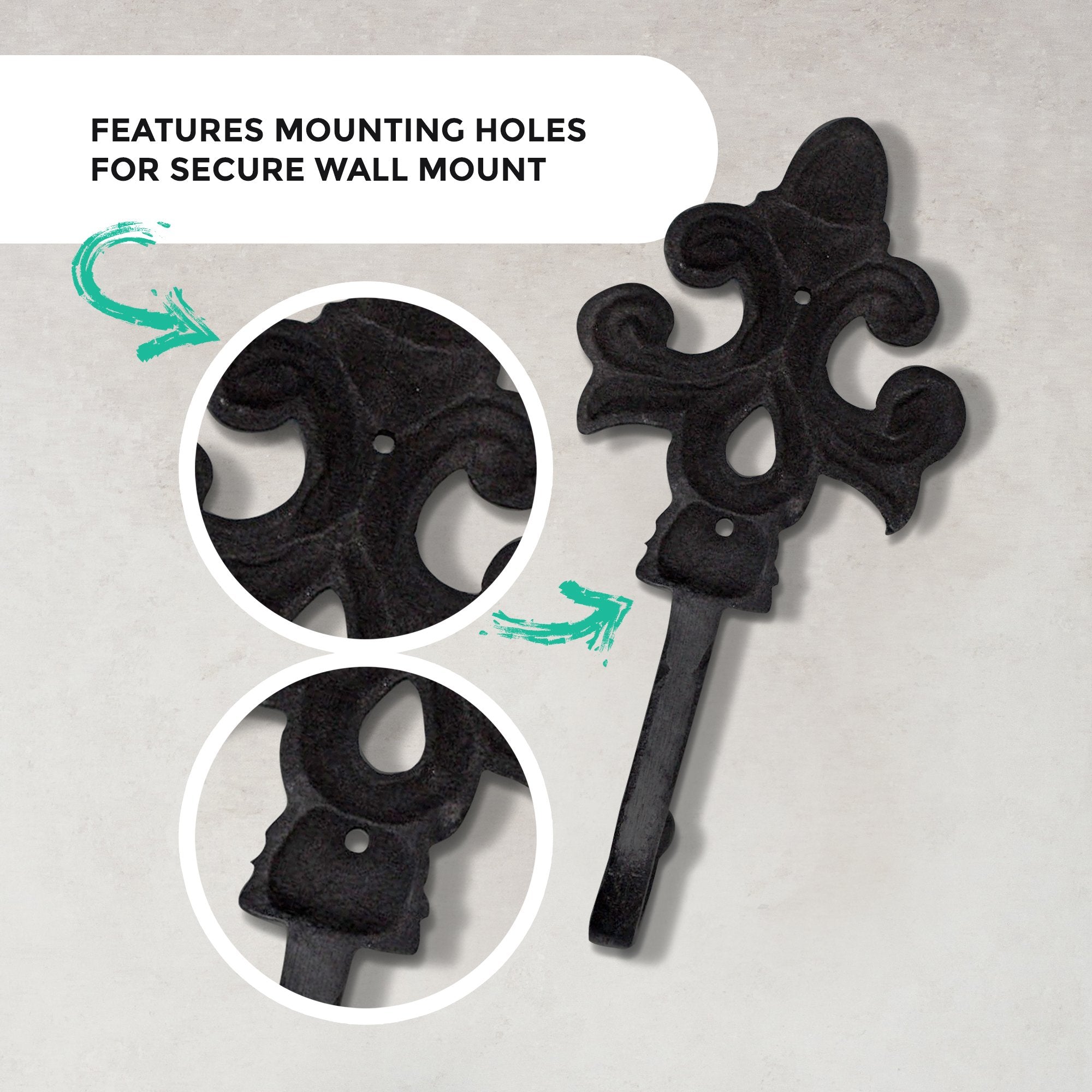 3er-Set Fleur De Lis Wandhaken - 8' Rustic Gusseisen Dekorative Hooks, Bronze Coat & Key Hooks mit Schrauben