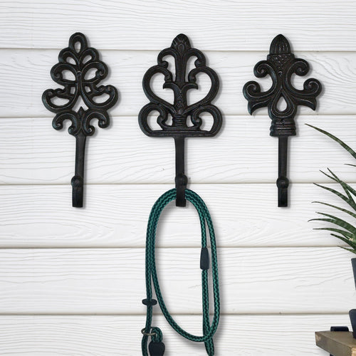 3er-Set Fleur De Lis Wandhaken - 8' Rustic Gusseisen Dekorative Hooks, Bronze Coat & Key Hooks mit Schrauben