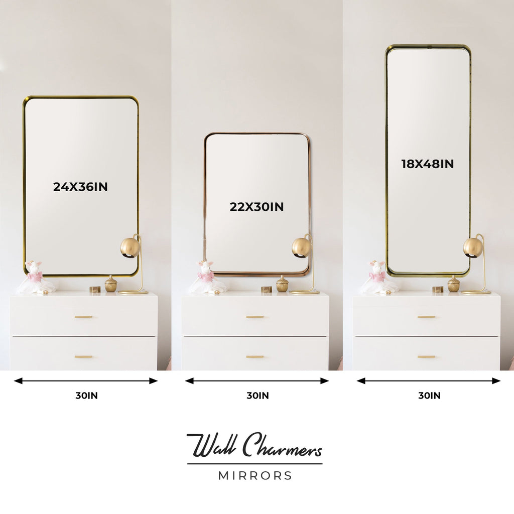 Gold Hanging Bathroom Mirror – 24' x 36' Wand Vanity Mirror