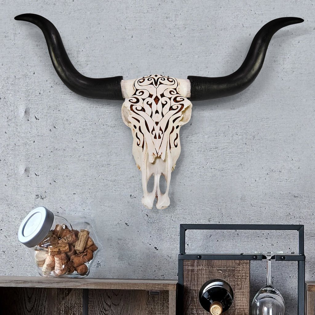 Geschnitzter Faux Longhorn Schädel, 27.5'
