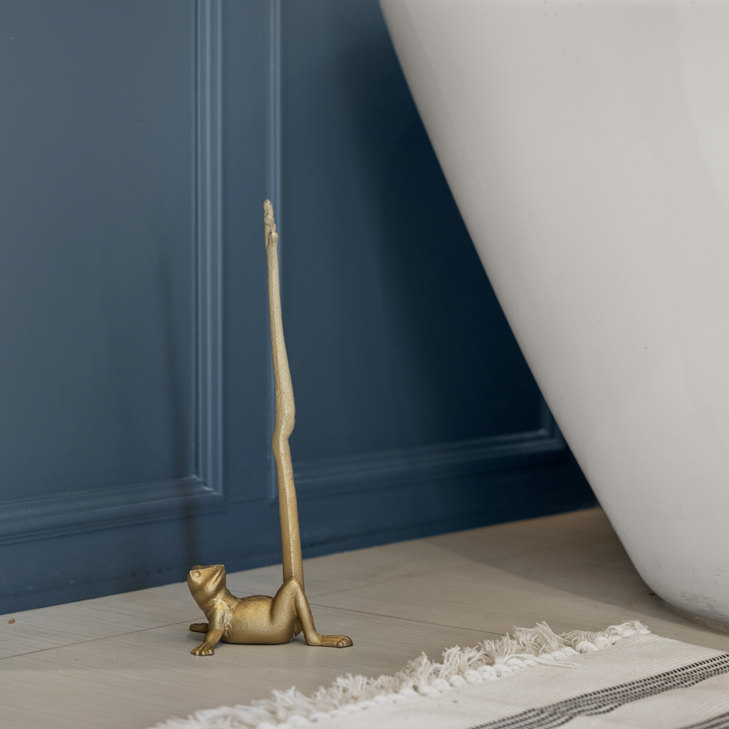 Gold Frog Toilette Papierhalter & Papierhandtuch Stand - 16.5' Gusseisen Freistehende Badezimmer oder Küchentheke Dekor, Schwer, No-Tip Base