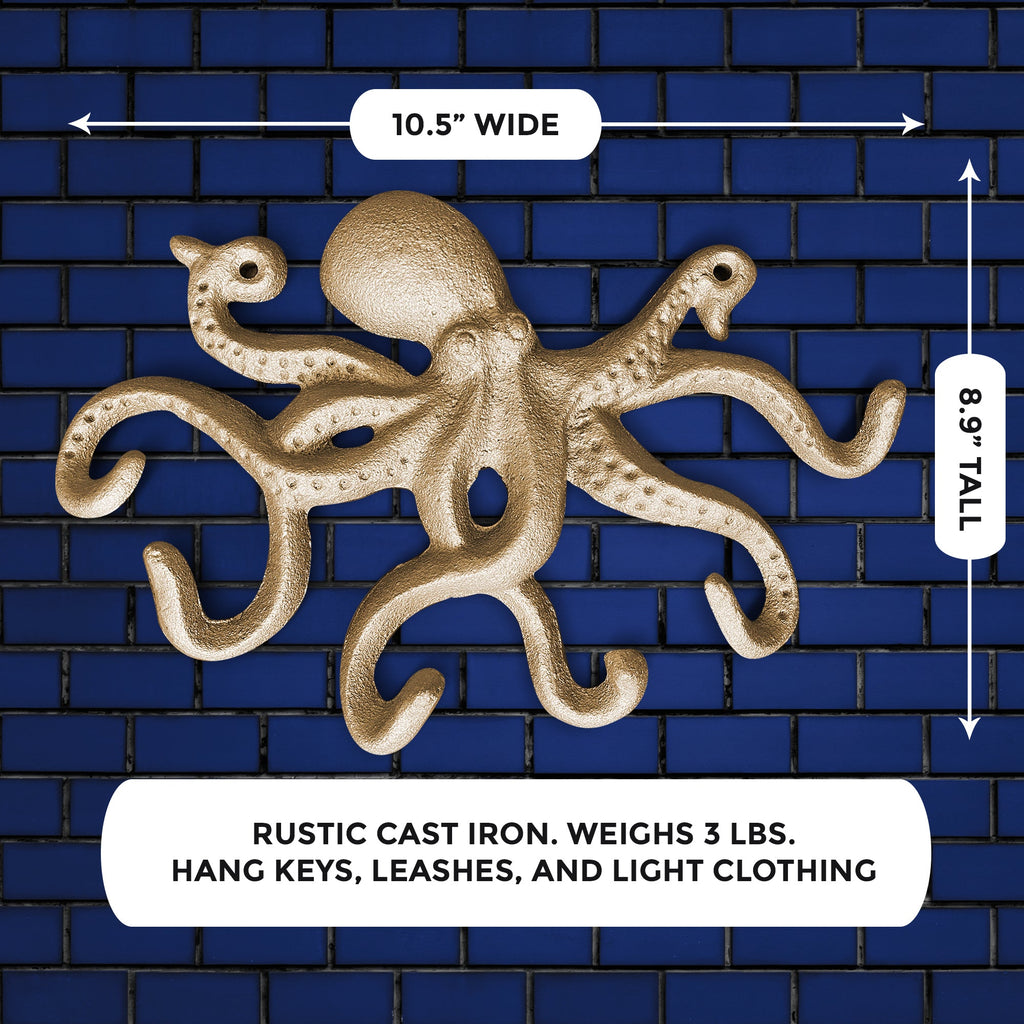Goldgusseisen Octopus Wall Hook, 10.5'