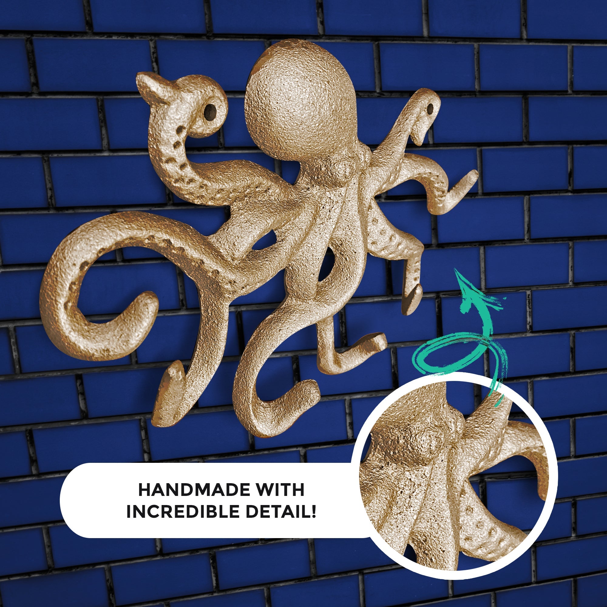 Goldgusseisen Octopus Wall Hook, 10.5'