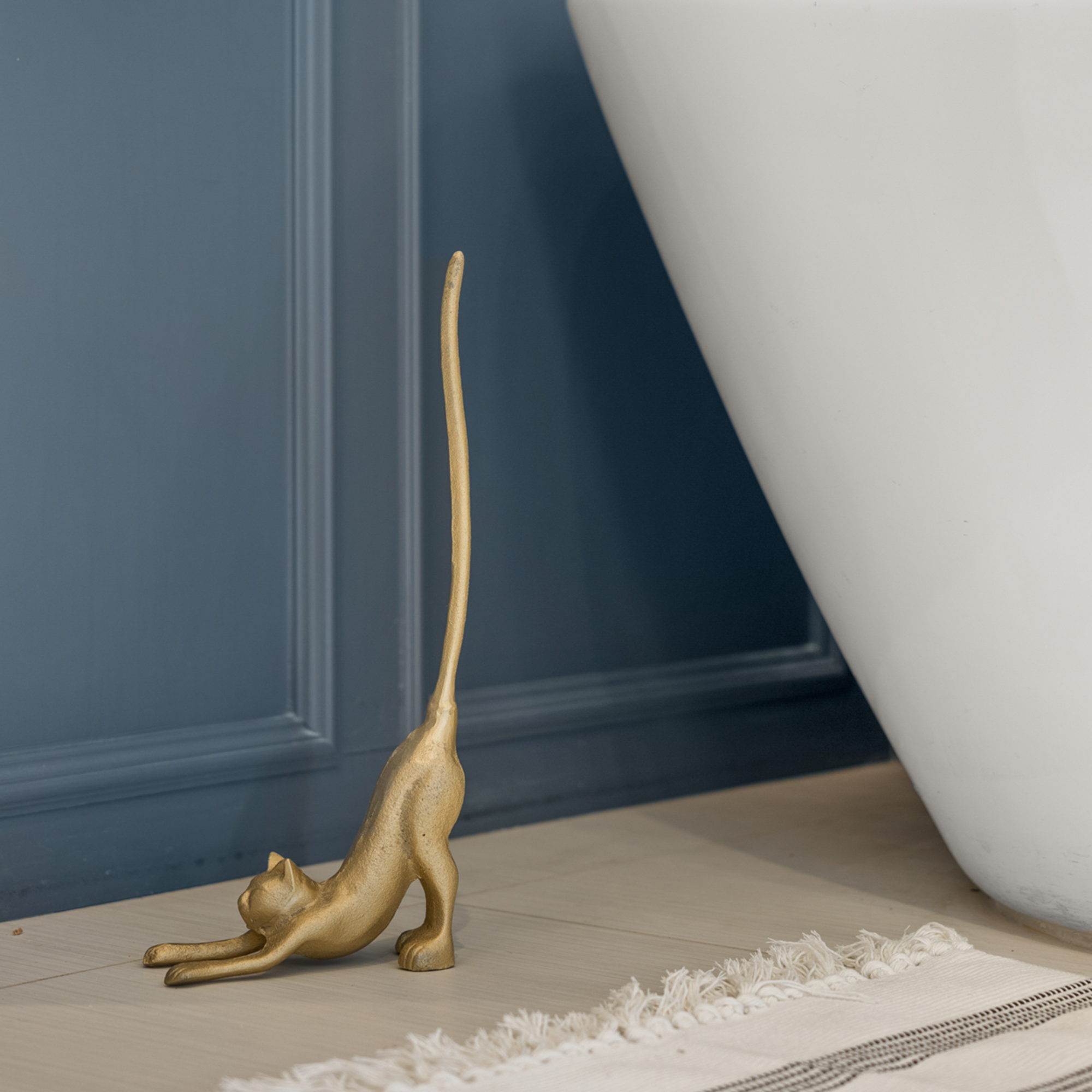 Gold Cat Paper Towel Holder & Toilet Paper Stand - 17' Gusseisen Freistehende Küche & Badezimmer Dekor, schwere No-Tip Holder