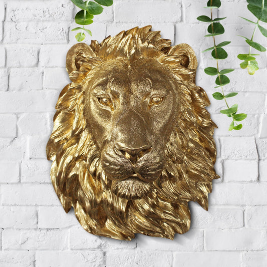 Große Gold Lion Wall Dekor - 17 'Faux Lion Head Wand Art, Handbemalte Erklärung Wand Mount