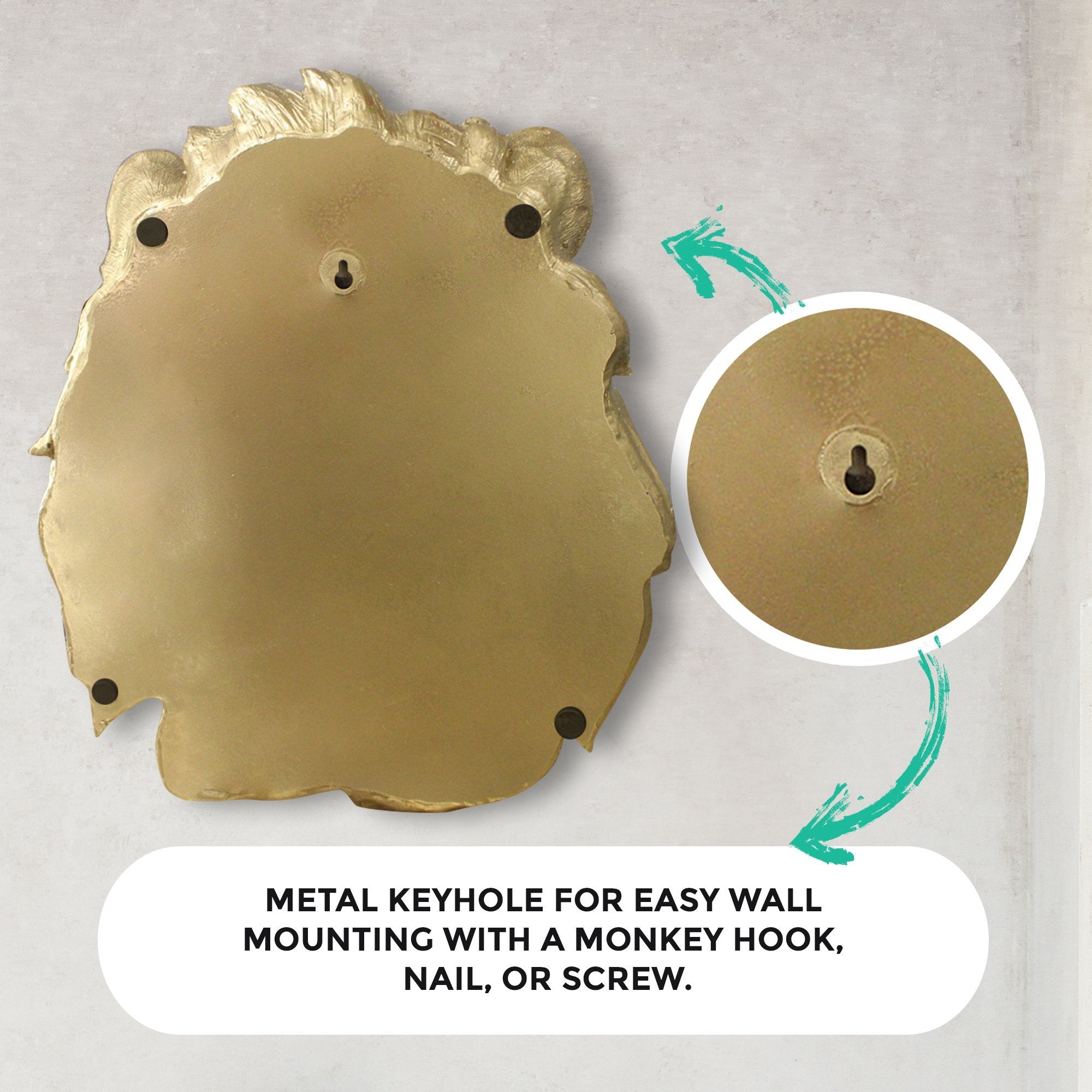 Große Gold Lion Wall Dekor - 17 'Faux Lion Head Wand Art, Handbemalte Erklärung Wand Mount