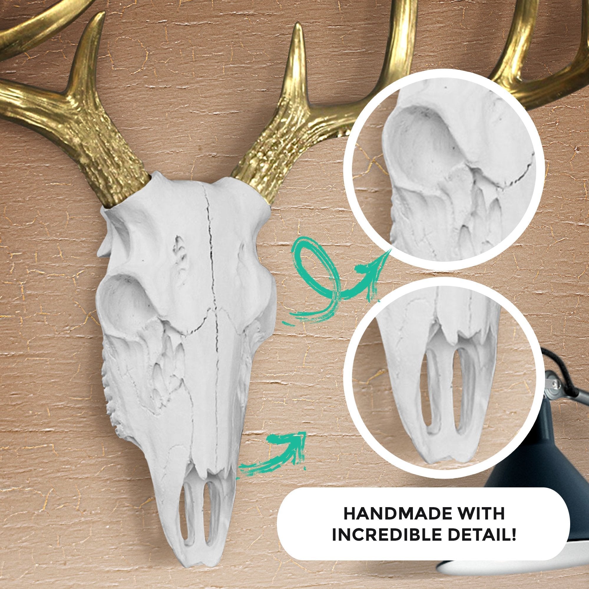 Weiß + Gold Deer Skull, 21'