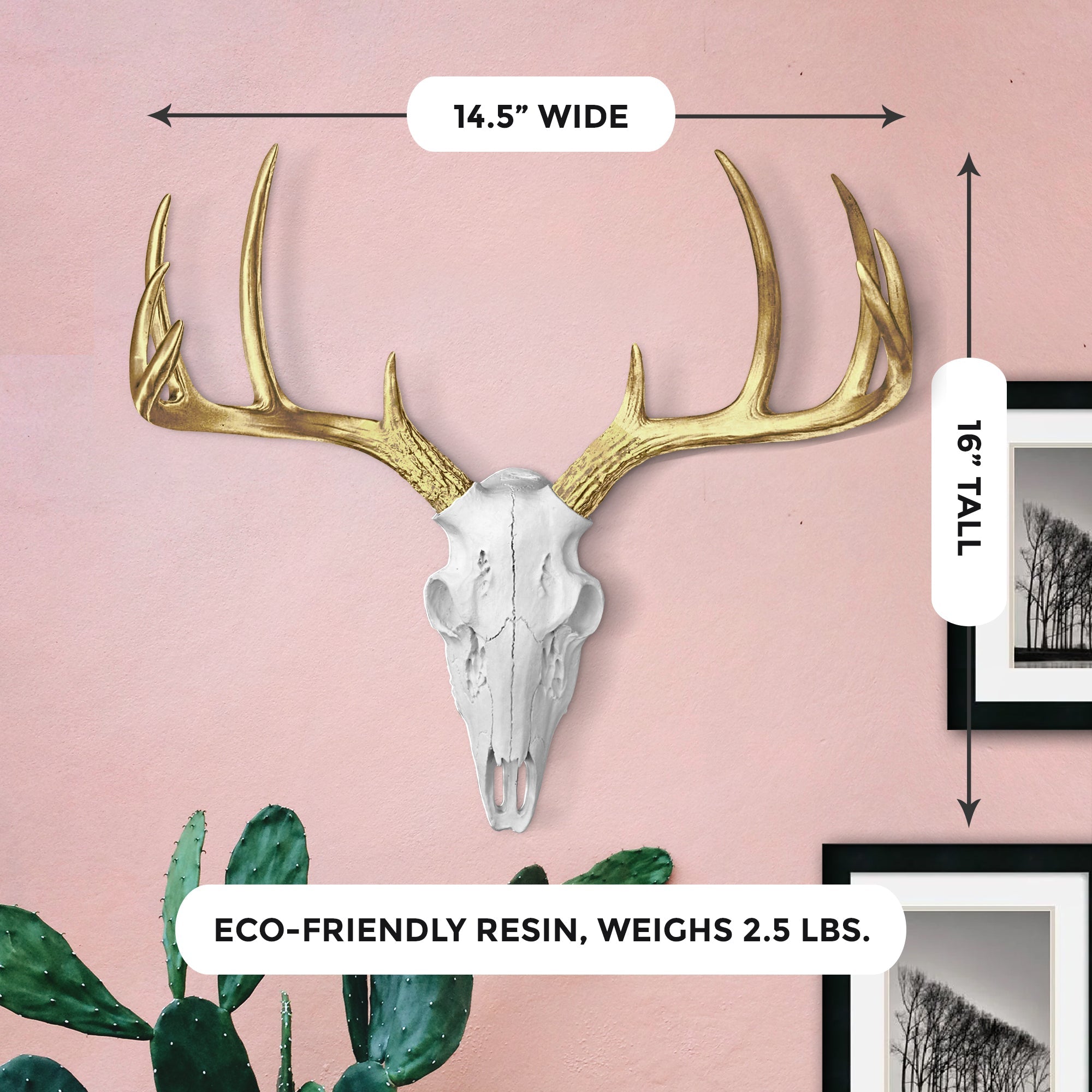 Mini Weiß + Gold Deer Skull, 16'