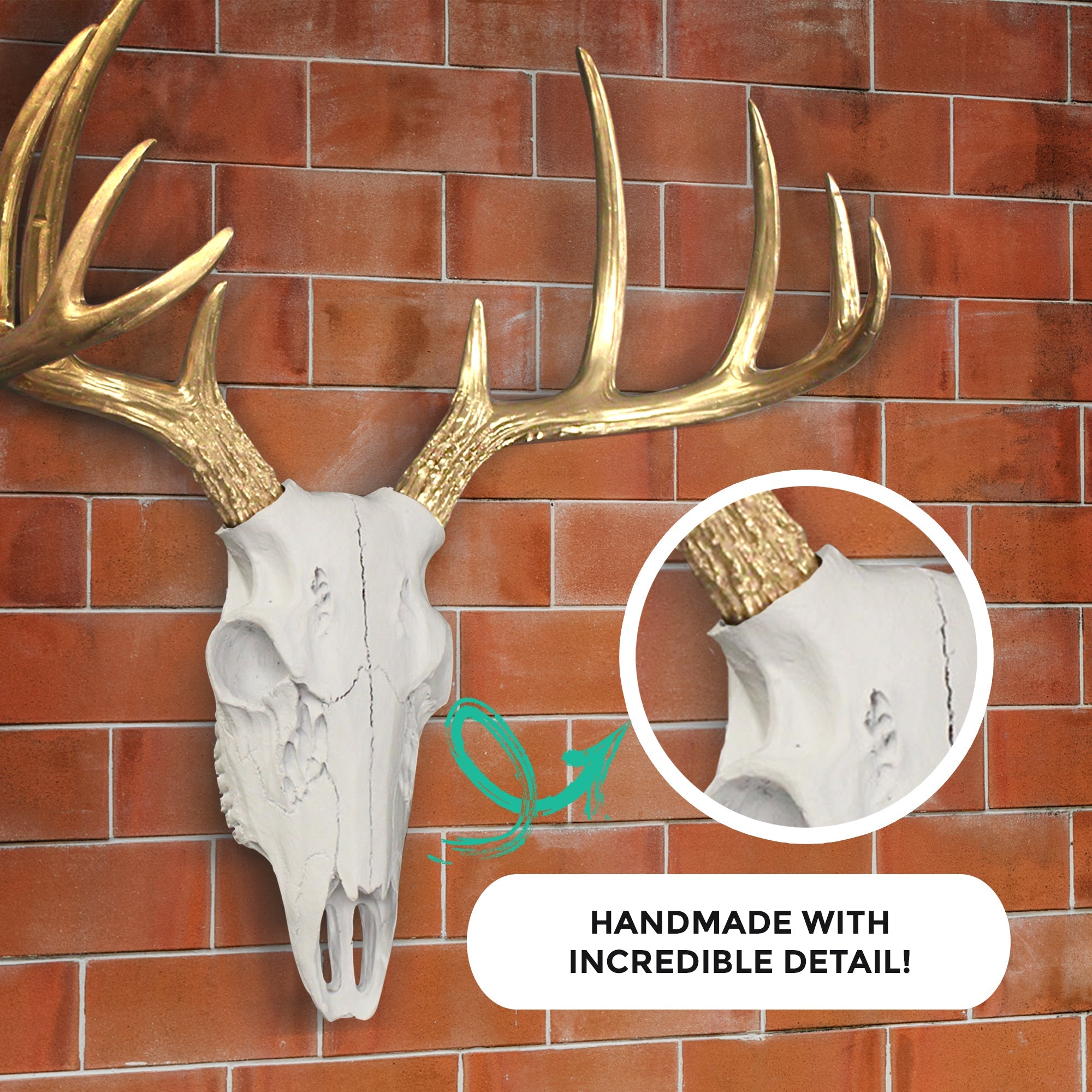 Mini Weiß + Gold Deer Skull, 16'