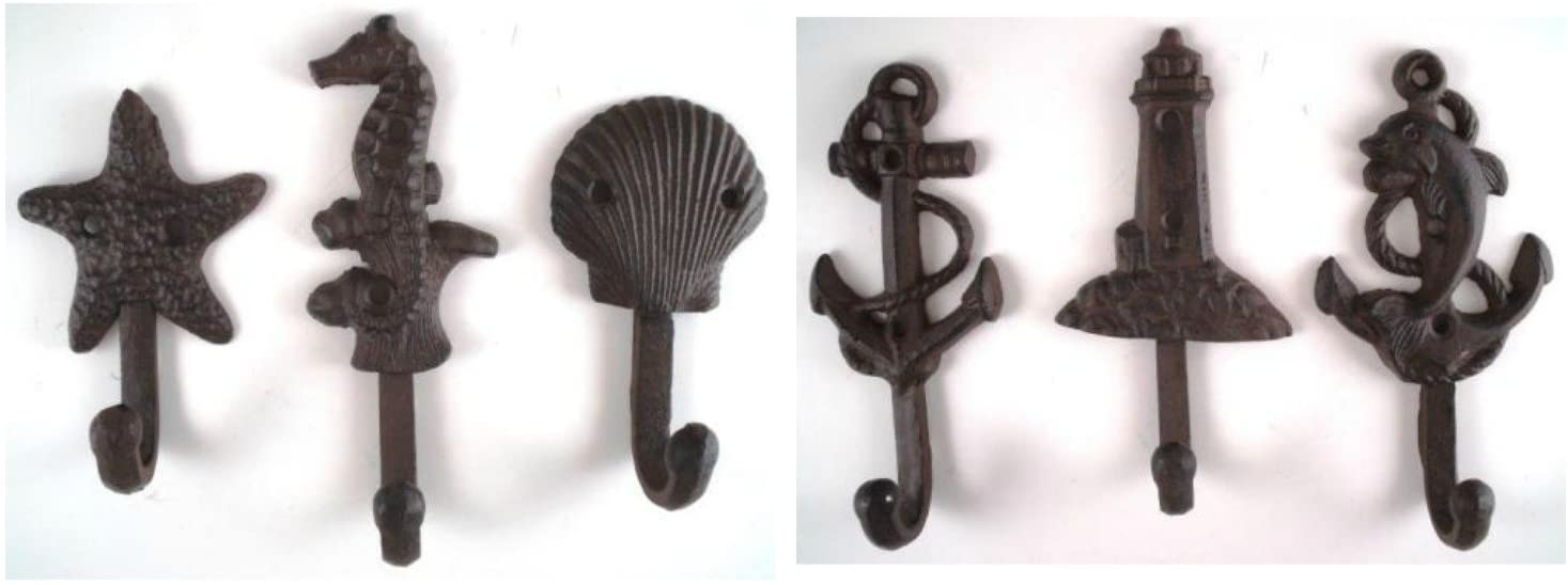 6er-Set nautischen Gusseisen Wandhaken