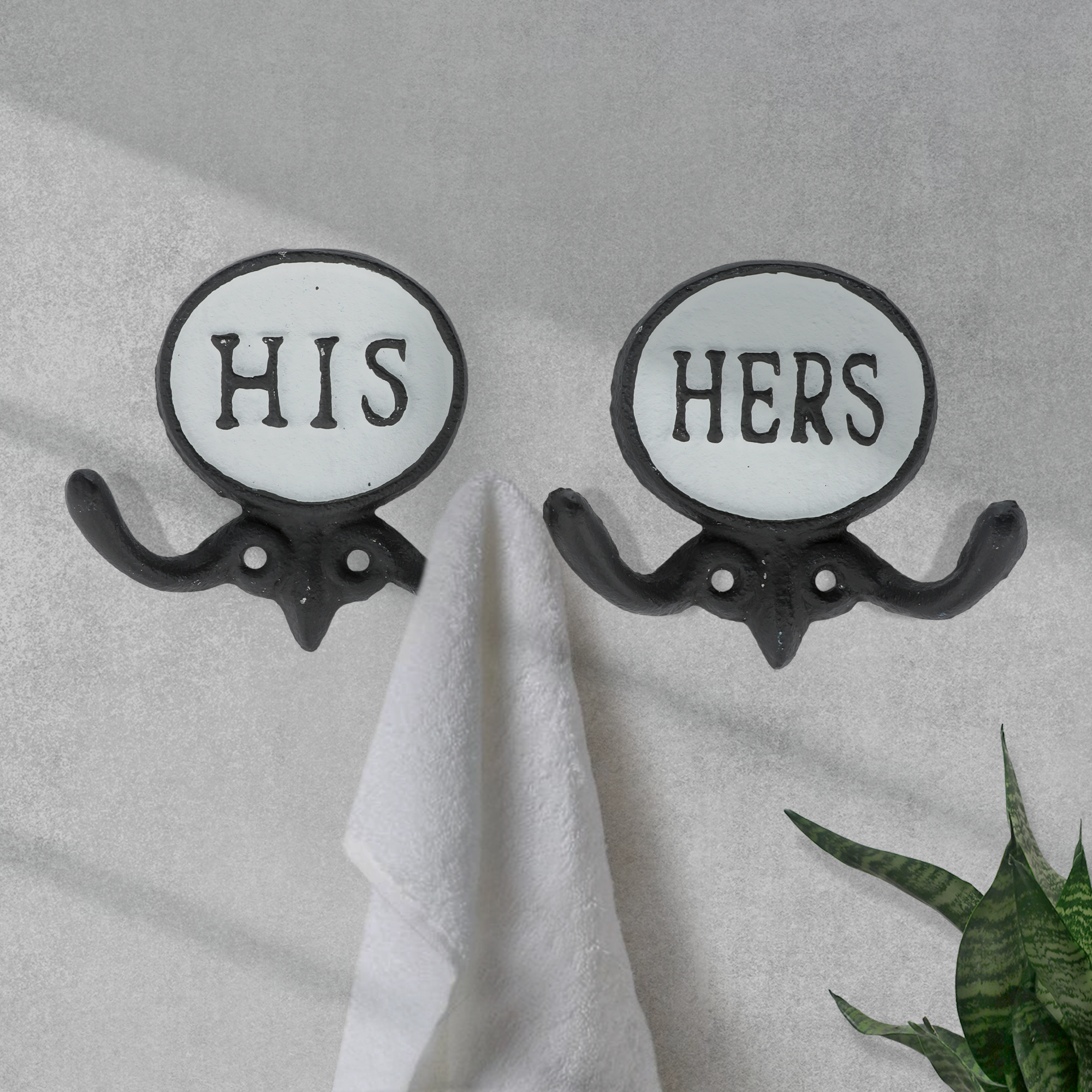 2er-Set Schwarz & Weiß 'His & Hers' Towel Hooks - 5.8' Dekorative Badezimmer Wandhaken
