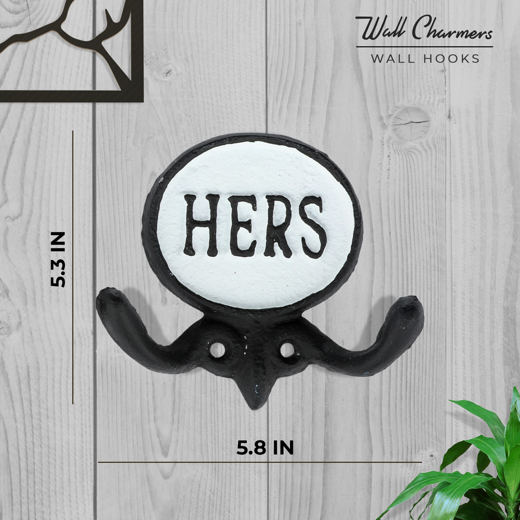 2er-Set Schwarz & Weiß 'His & Hers' Towel Hooks - 5.8' Dekorative Badezimmer Wandhaken