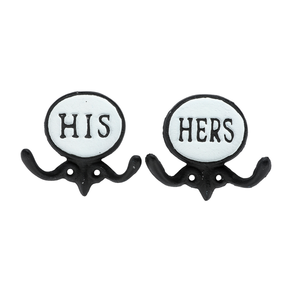 2er-Set Schwarz & Weiß 'His & Hers' Towel Hooks - 5.8' Dekorative Badezimmer Wandhaken