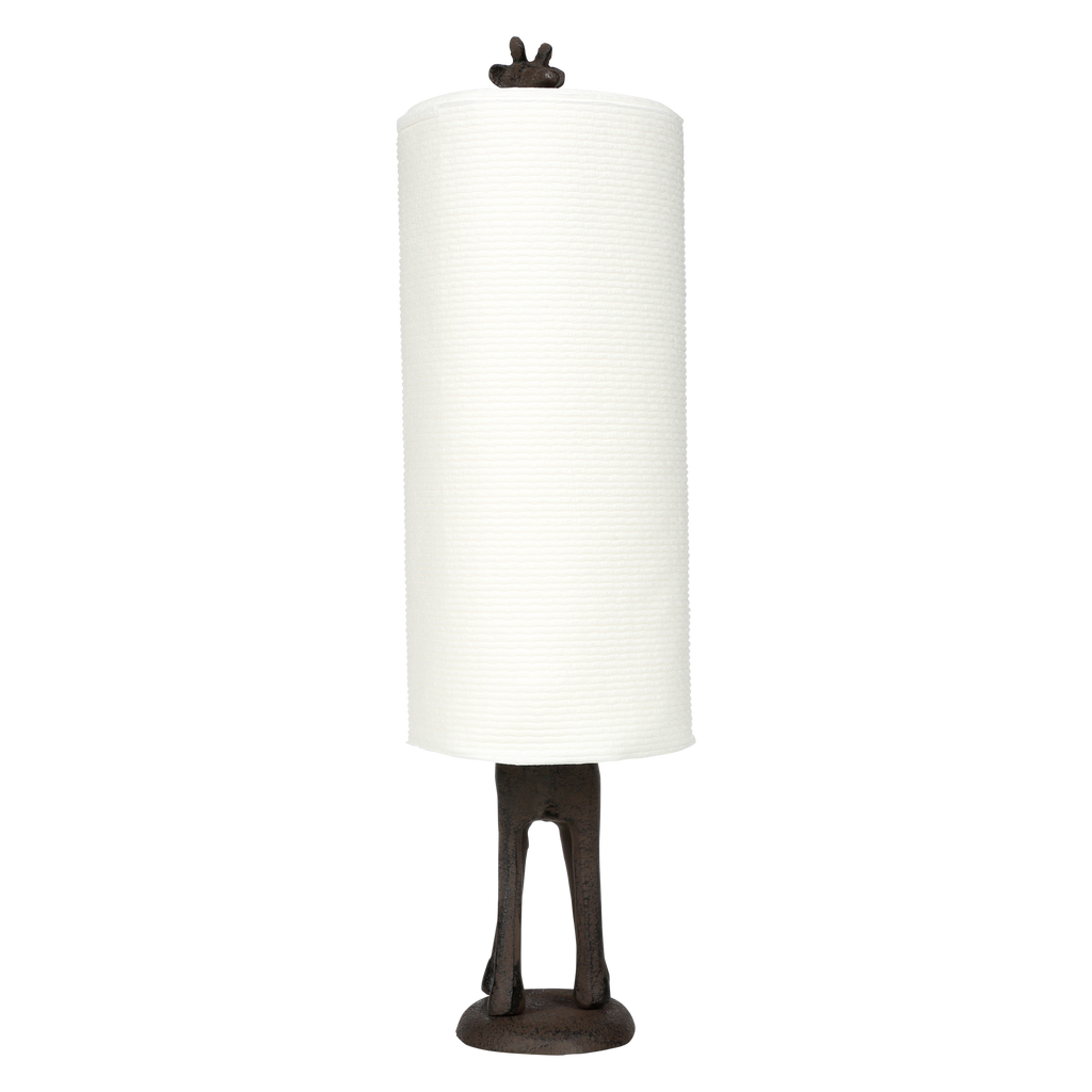 Rustic Giraffe Paper Towel Holder & Toilet Paper Stand - 16.5' Gusseisen Freistehende Küche & Badezimmer Dekor, schwere No-Tip Holder