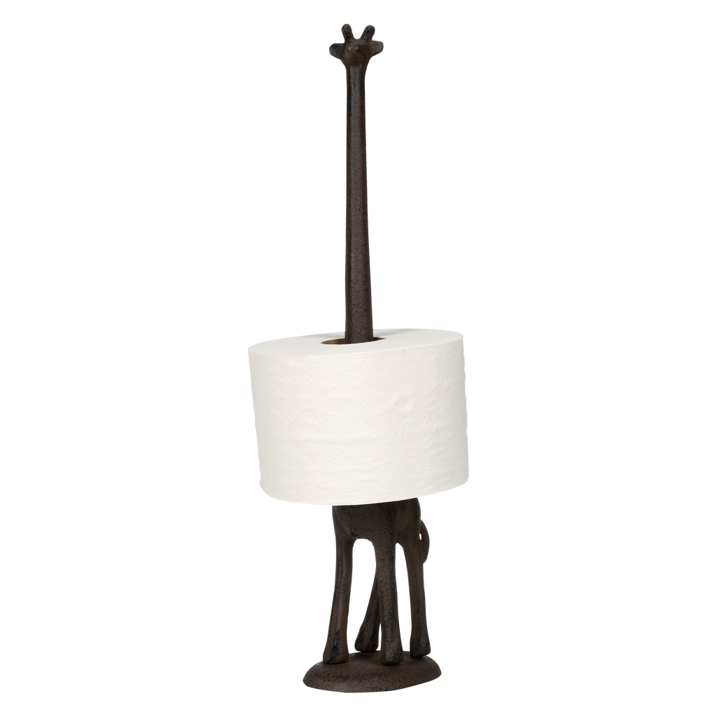 Rustic Giraffe Paper Towel Holder & Toilet Paper Stand - 16.5' Gusseisen Freistehende Küche & Badezimmer Dekor, schwere No-Tip Holder