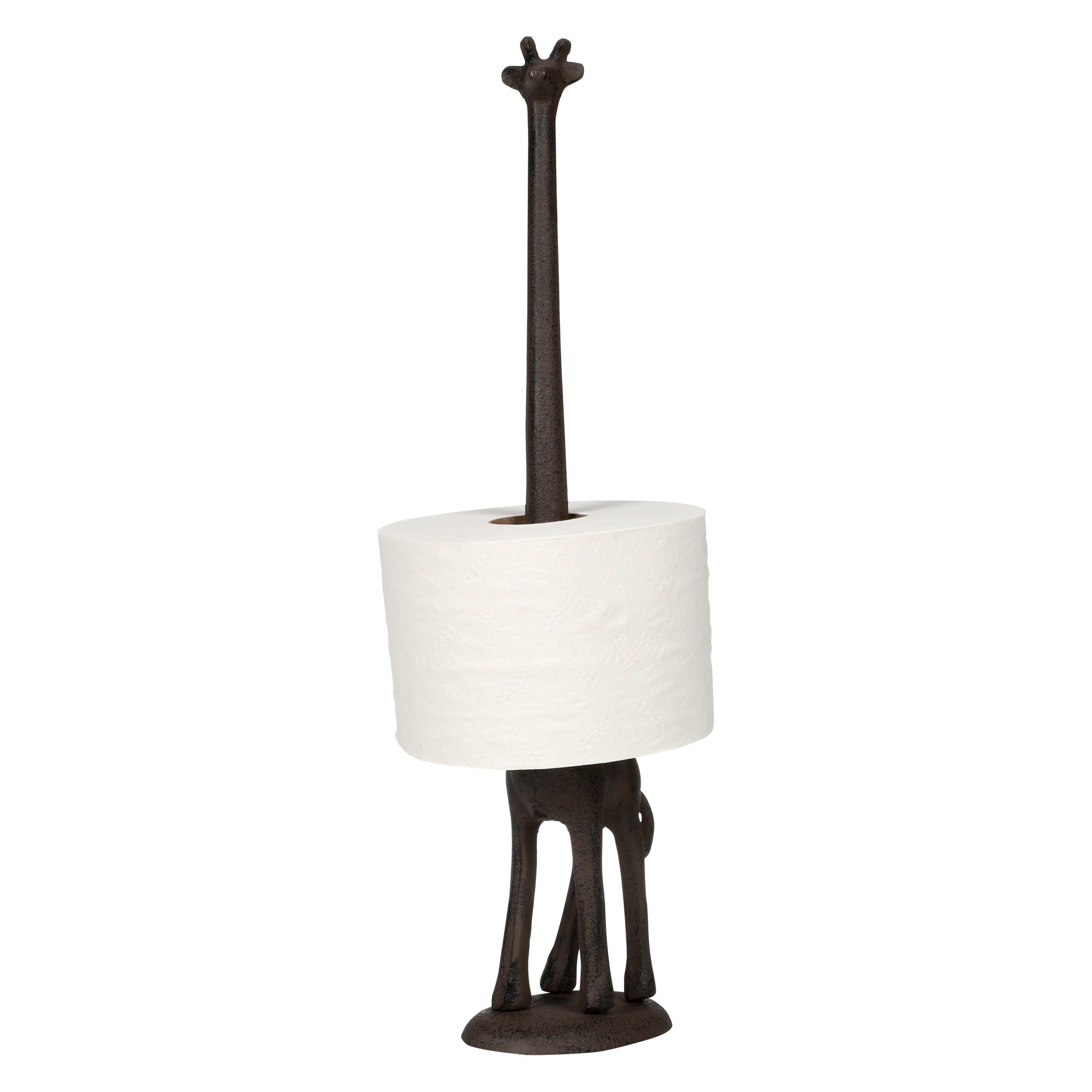 Rustic Giraffe Paper Towel Holder & Toilet Paper Stand - 16.5' Gusseisen Freistehende Küche & Badezimmer Dekor, schwere No-Tip Holder