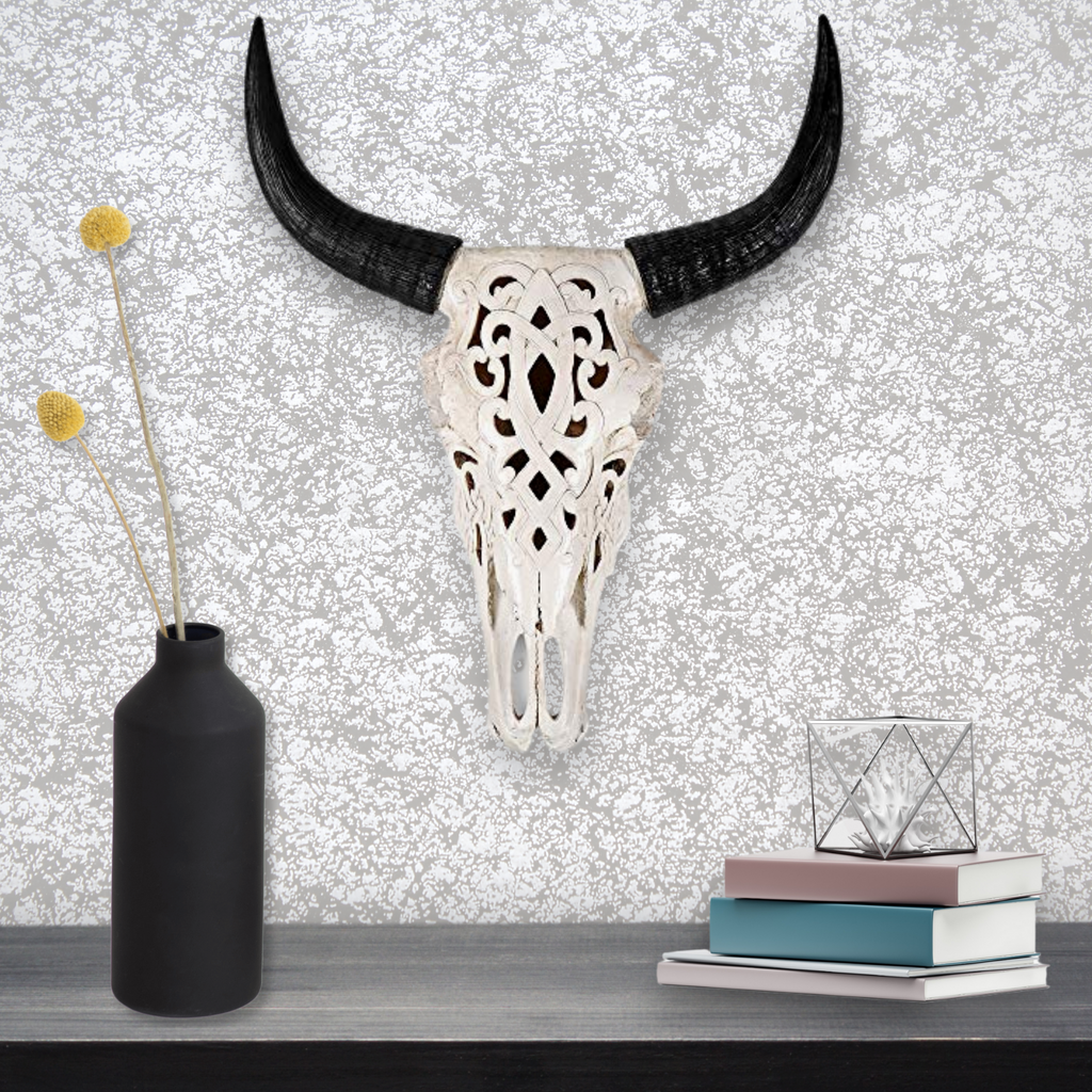 Carved Faux Steer Skull, 19'