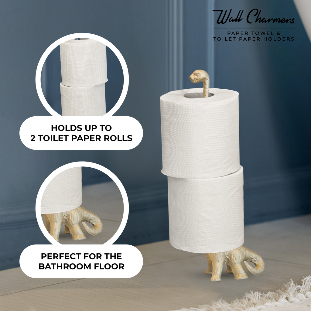 Gold Dinosaurier Papier Handtuchhalter & Toilettenpapierständer - 14' Gusseisen Freistehende Küche & Badezimmerdekor, schwere No-Tip Holder