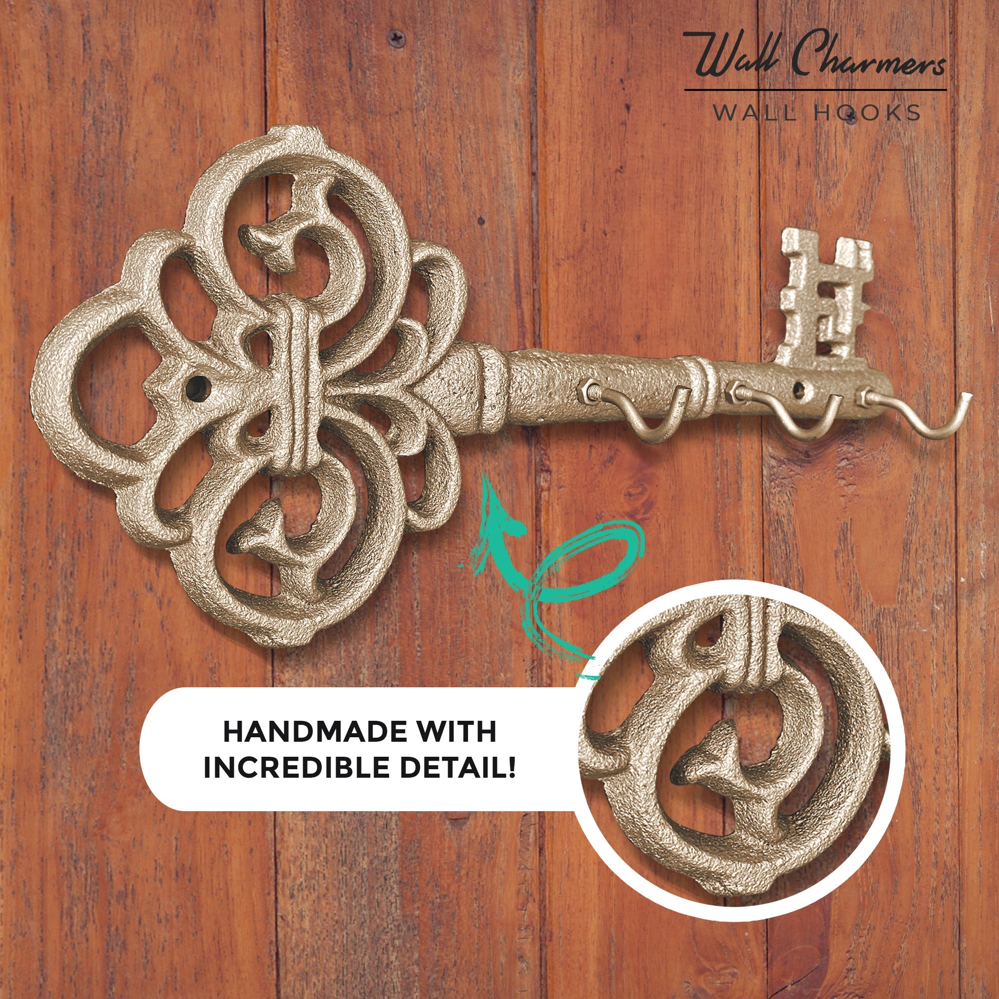 Gold Skeleton Key Wall Haken, 10'