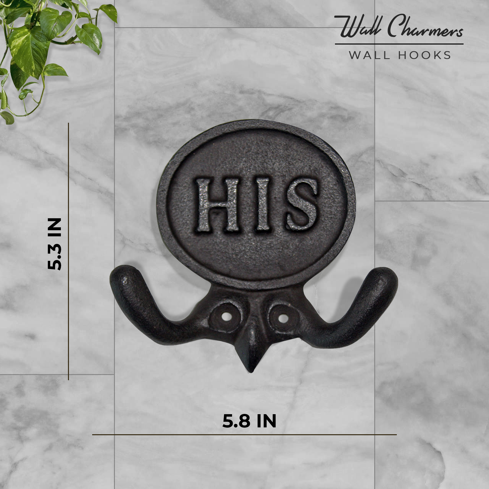 2er-Set 'His & Hers' Handtuchhaken - 5.8' Rustic Gusseisen Badezimmerwandhaken