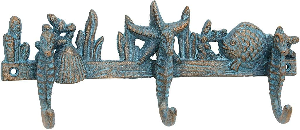 Türkisguss-Wandhaken Patina Seahorse, 11.2'