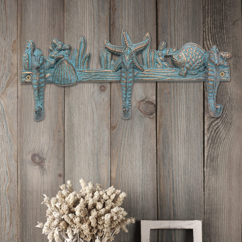 Türkisguss-Wandhaken Patina Seahorse, 11.2'