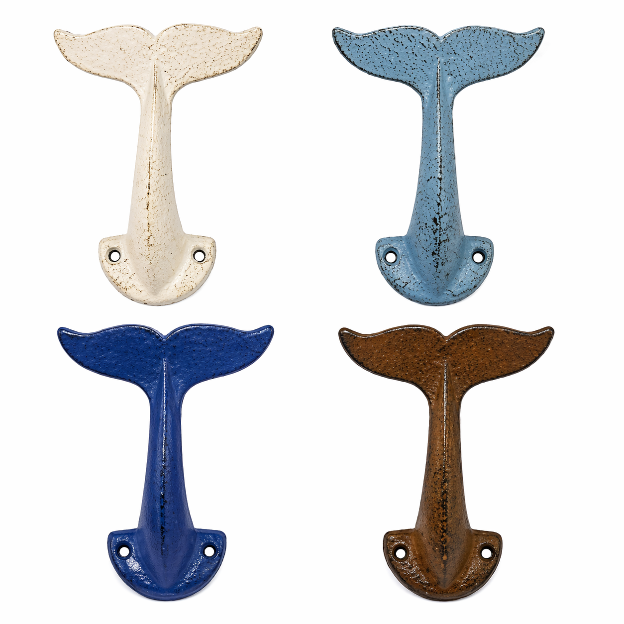 4er-Set Walschwanzwandhaken - Gusseisen Nautical Beach House Dekor
